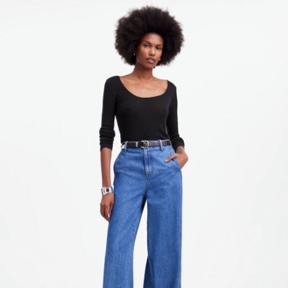 Madewell Merino Wool-Silk Blend Scoopneck Sweater • size small • NWT • NS654 - Picture 2 of 13